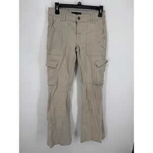 Aeropostale Cargo Flare‎ Pants Women 2 Reg Khaki Beige Utility Y2K Low Rise